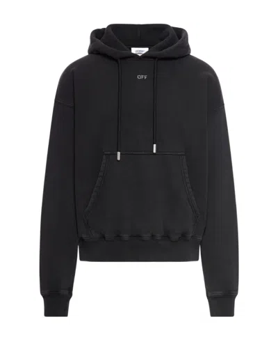 Off-white Logo Printed Drawstring Hoodie In Black