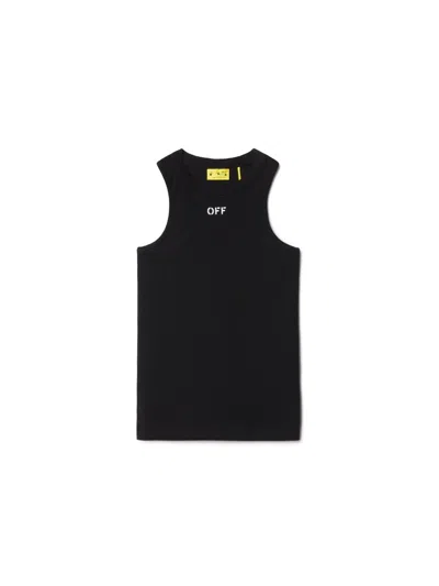 Off-white Kids' Off Stamp Clear Ribbed Tank Black - Whit In Black  
