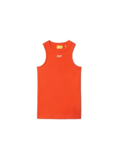 Off-white Kids' Stamp Ribbed Tank In Orange