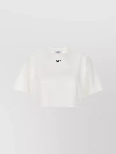 OFF-WHITE STAMPED CREW NECK RIBBED CROP TOP