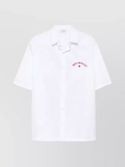 Off-white Star Arrow Graphic Bowling Shirt In White