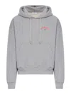 Off-white Logo Printed Zip-up Hoodie In Grey