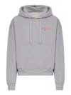 Off-white Logo Printed Zip-up Hoodie In Grey