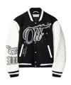 Off-white Wo Bling Stars Varsity Jacket In Black