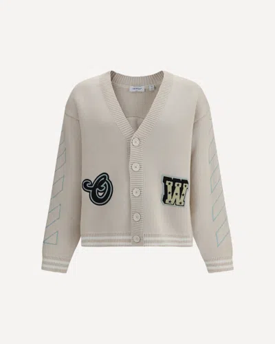 Off-white Star Logo Diagonal Varsity Knit Cardigan In Gray