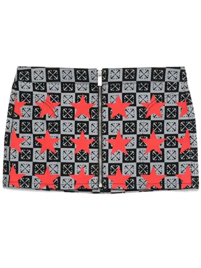 Off-white Star-print Denim Skirt In Black