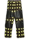 Off-white Stars All Over Denim Leather Samurai Pants In Brown