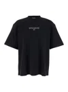 Off-white Black Crewneck T-shirt With Logo Lettering On The Front In Cotton Man In Black