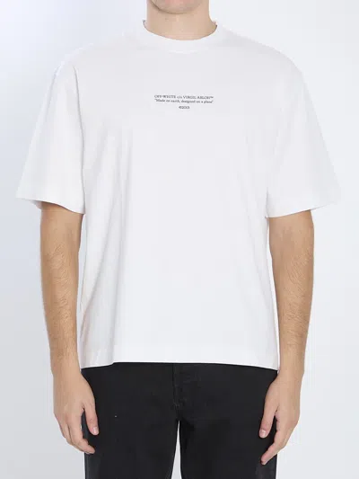 Off-white White Crewneck T-shirt With Logo Lettering On The Front In Cotton Man