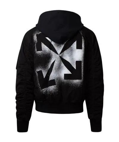 Off-white Stencil Arrows Hooded Jacket In Black