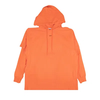 Pre-owned Off-white Stencil Double Tee Hoodie 'orange/black'