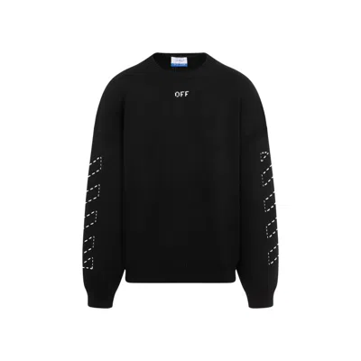 OFF-WHITE OFF-WHITE STITCH ARROW DIAGS BLACK COTTON PULLOVER
