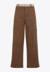 Off-white Stitch Cotgab Straight Cargo Pants In Brown