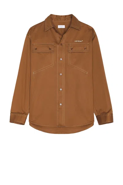Off-white Stitch Milit Overshirt In Brown