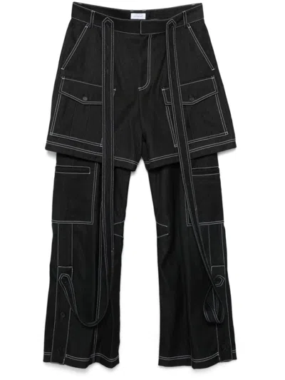 Off-white Stitch Twill Samurai Cargo Trousers In Black