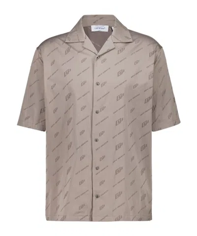 Off-white Monogram-print Short-sleeved Shirt In Brown
