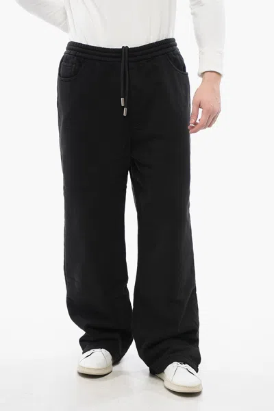 Off-white Straight-fit Brushed Cotton Joggers In Black