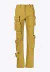 Off-white High Waisted Multipocket Cargo Pants In Green