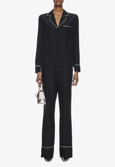 Off-white Straight-leg Pajama Style Pants In Black