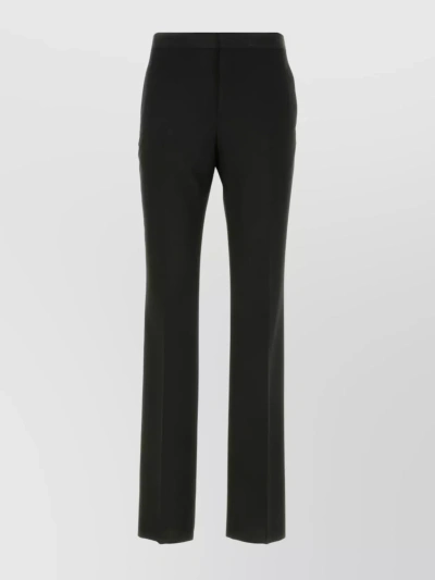Off-white Straight Leg Trousers With Belt Loops And Back Pockets In Black