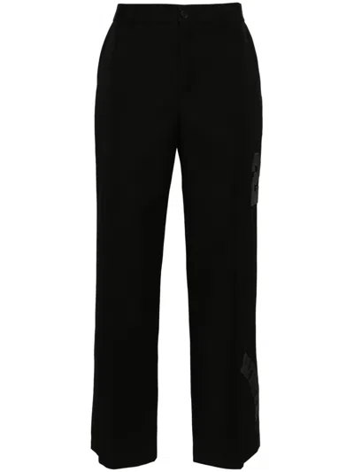 Off-white Straight-leg Virgin Wool Trousers In Black