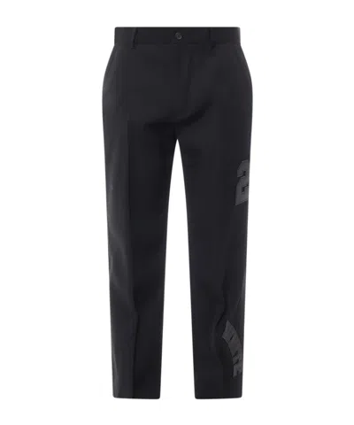 Off-white Straight-leg Virgin Wool Trousers In Black