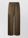 Off-white Straight Trousers Featuring Elastic Waistband In Green