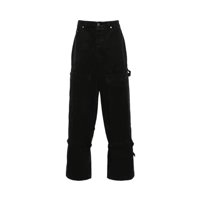 Pre-owned Off-white Strap Detail Canvas Carpenter Trousers 'black' | Men's Size 31