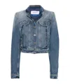 Off-white Strap-detailing Cropped Denim Jacket In Blue