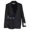 Off-white Strap Fastening Blazer In Black Wool In Black