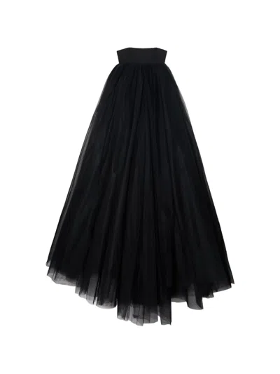 Off-white Strapless Tulle Dress In Black