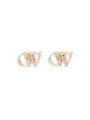Off-white Ow Crystal Stud Earrings In Gold