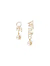 Off-white Strass + Pearl Logo Earrings In Gold