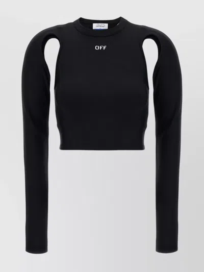 OFF-WHITE STREAMLINE CREW NECK CROP TOP