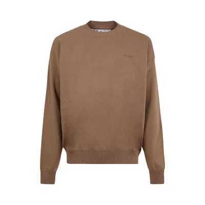 Pre-owned Off-white Stretch Cotton Crewneck 'camel' In Brown
