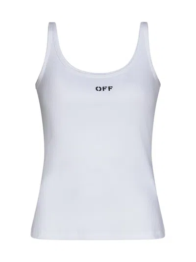 OFF-WHITE STRETCH COTTON TANK TOP WITH LOGO