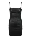 Off-white Stretch Leather Mini Dress In Black