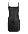 Off-white Stretch Leather Mini Dress In Black