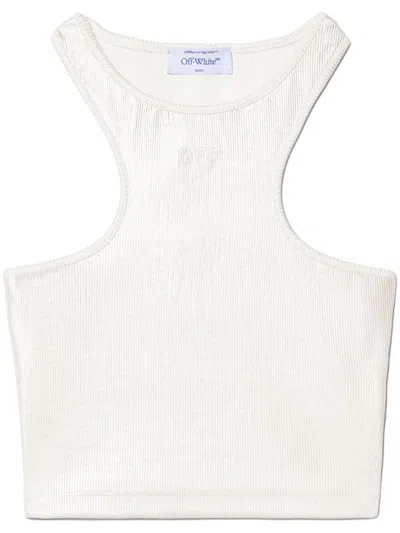 Off-white Stretchy Cotton Blend Top In Gray