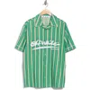 Off-white Stripe Holiday Cotton & Linen Blend Camp Shirt In Multi