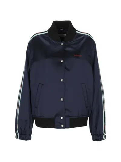 Off-white Striped Bomber Jacket In Blue