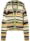Off-white Green Premium Quality Striped Knit Cardigan In Neutral