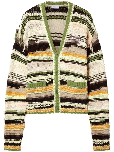 OFF-WHITE STRIPED CARDIGAN