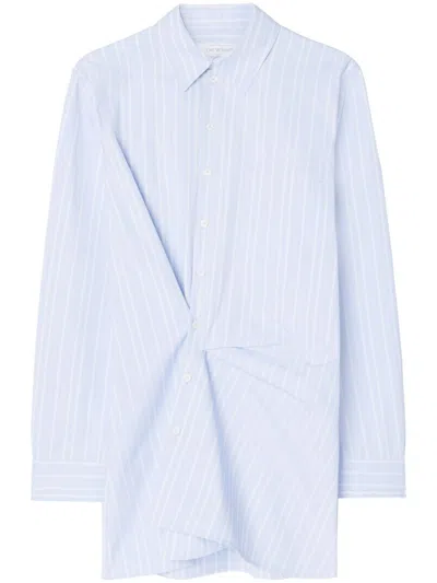 Off-white Striped Cotton-poplin Shirtdress In Blue