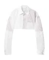 Off-white Striped Cropped Cotton Shirt In White