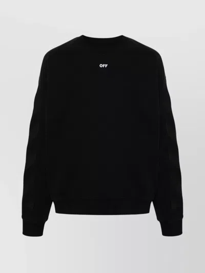 Off-white Striped Diagonal Crew Neck Knitwear In Black