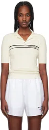 Off-white Striped Knit Polo In Cream Black