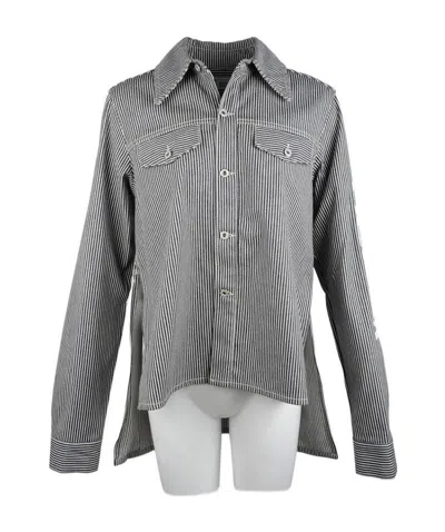 Off-white Striped Lapel Shirt In Gray
