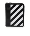 Off-white Striped Leather Clutch Bag In Black