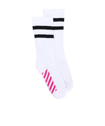 Off-white Striped Logo Socks In White